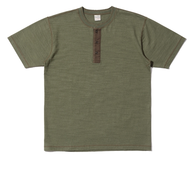 BR79192 Slub Yarn S/S Henley - Olive