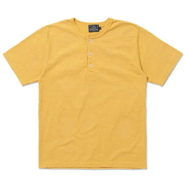 Yellow henley shirt on a white background