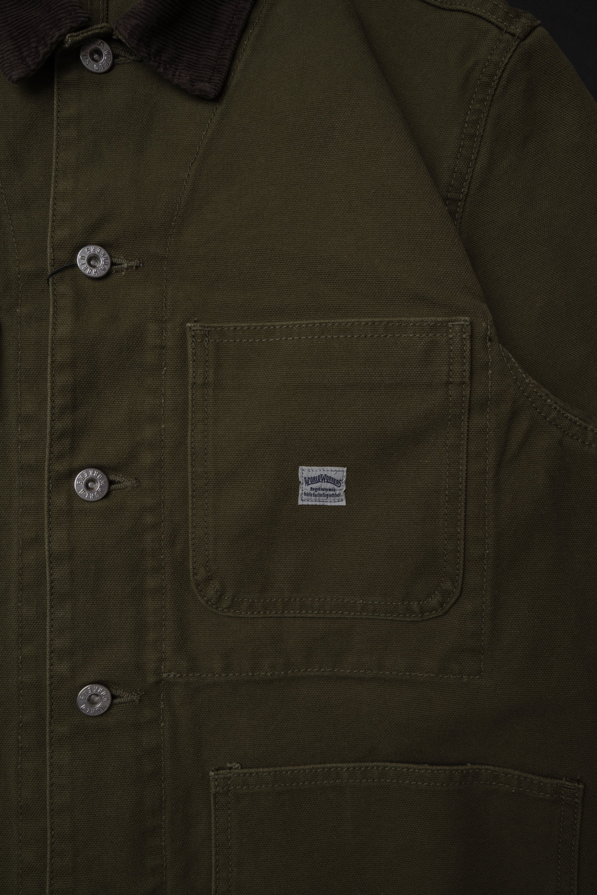 WR623F World Workers Duck Canvas  Coverall Jacket Army Green One Wash