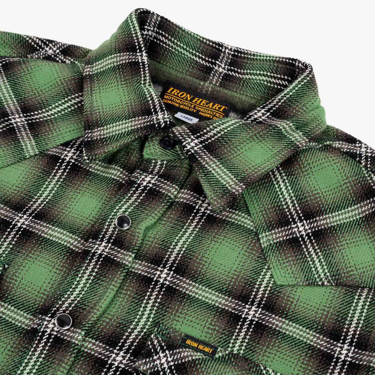 IHSH-405-GRN 12oz Ultra Heavy Flannel Check Western Shirt Green