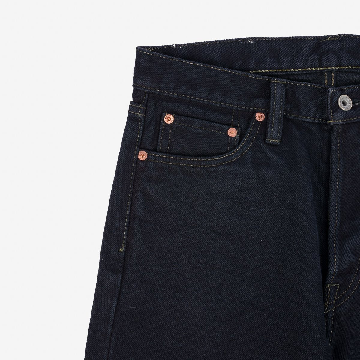 IH-888s-21od 21oz Selvedge Denim Medium/High Rise Tapered Cut Jeans Indigo Overdyed Black