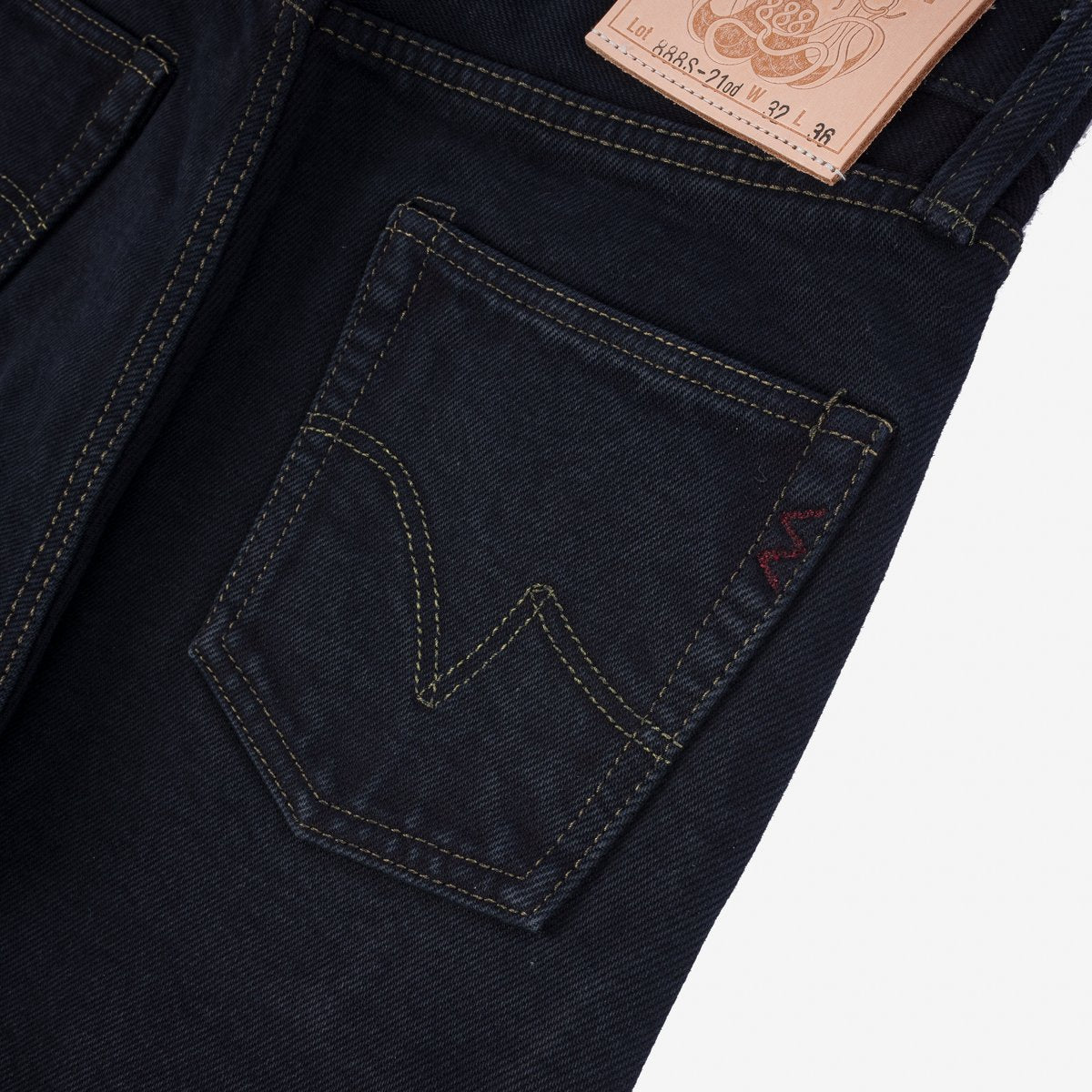 IH-888s-21od 21oz Selvedge Denim Medium/High Rise Tapered Cut Jeans Indigo Overdyed Black