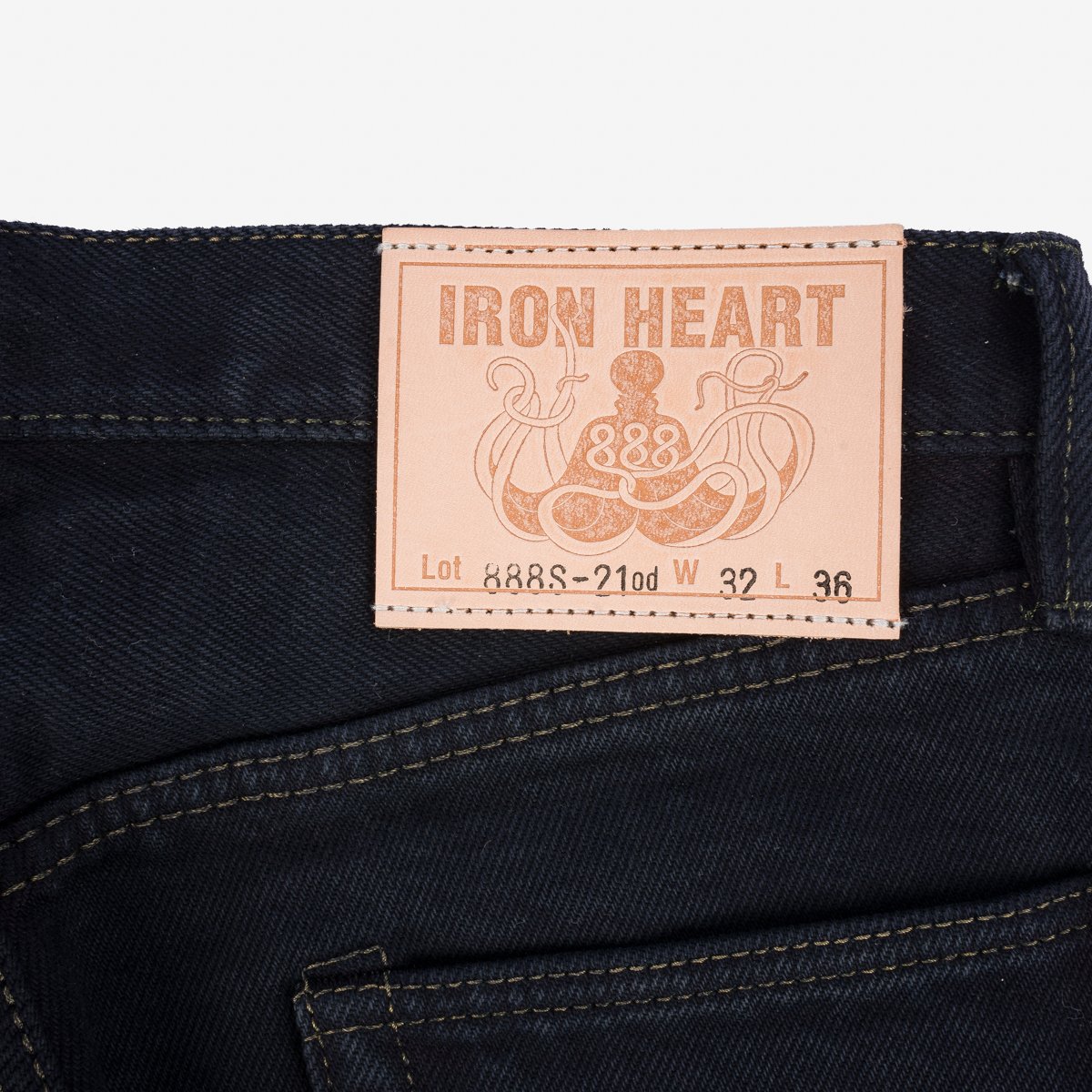 IH-888s-21od 21oz Selvedge Denim Medium/High Rise Tapered Cut Jeans Indigo Overdyed Black