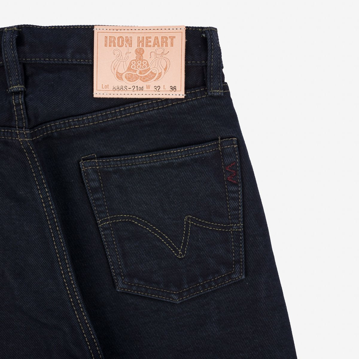 IH-888s-21od 21oz Selvedge Denim Medium/High Rise Tapered Cut Jeans Indigo Overdyed Black