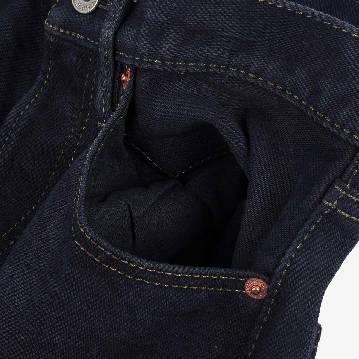 IH-888s-21od 21oz Selvedge Denim Medium/High Rise Tapered Cut Jeans Indigo Overdyed Black