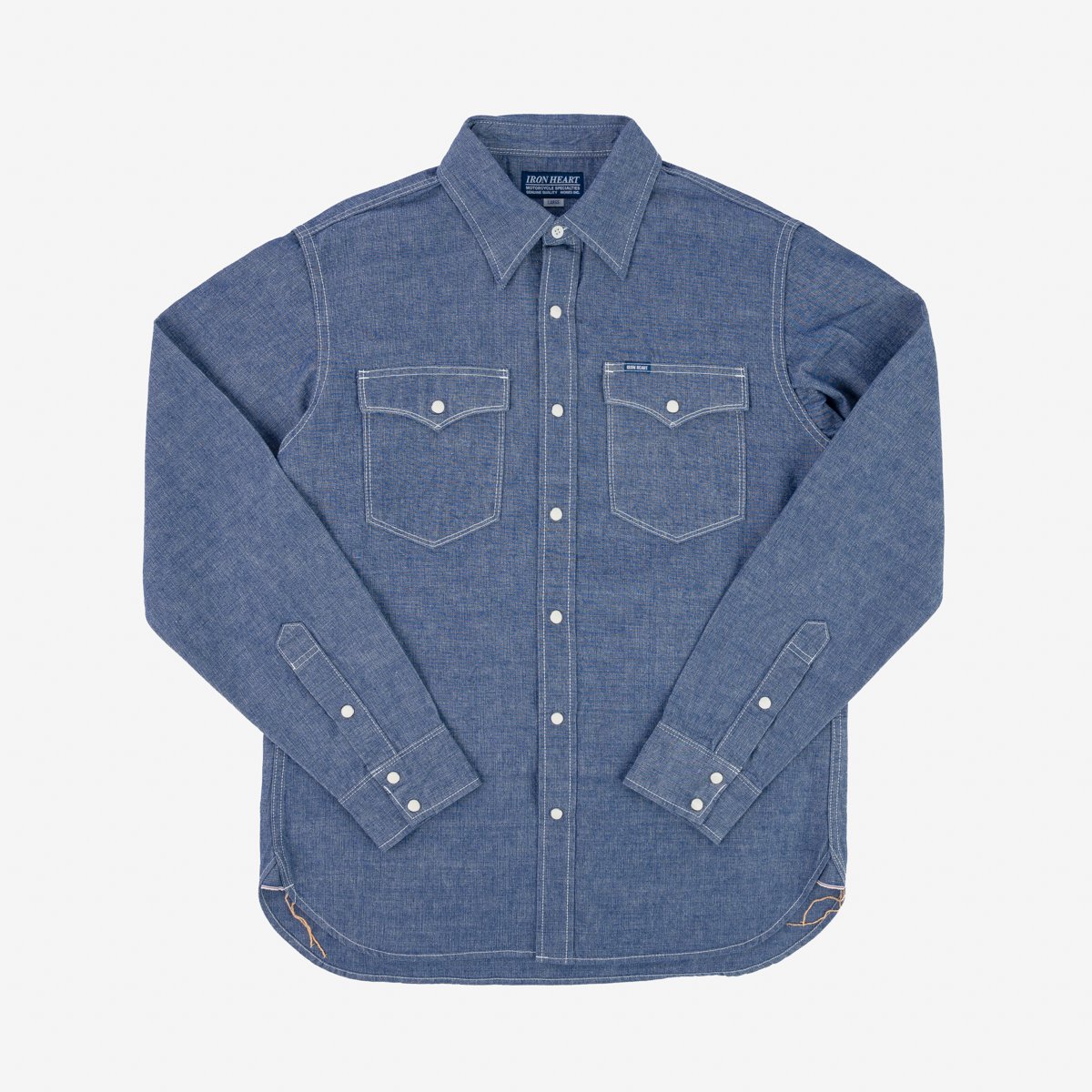 IHSH-13-BLU 10oz Selvedge Chambray Single Yoke Western Shirt Blue