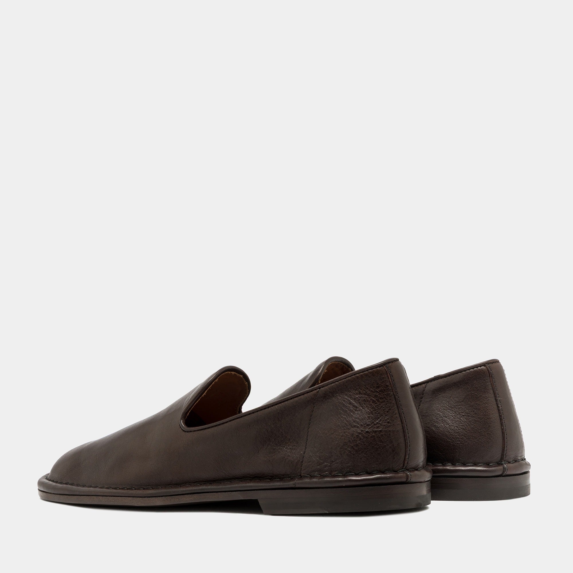 Ercole Slippers Dark Chocolate Brown Leather