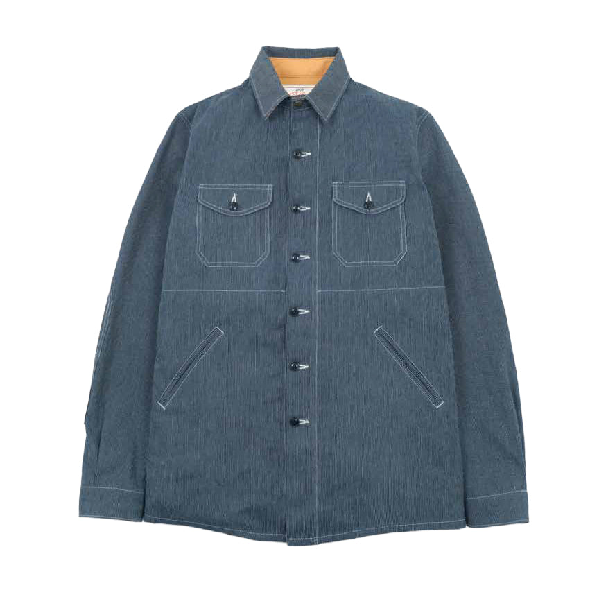 Crissman Overshirt Ticking Stripe Indigo Canvas
