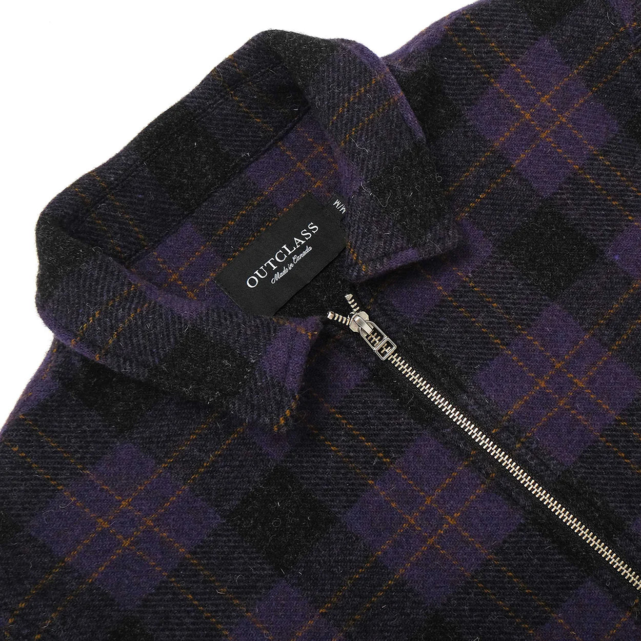 Plum Plaid Wool Zip Overshirt