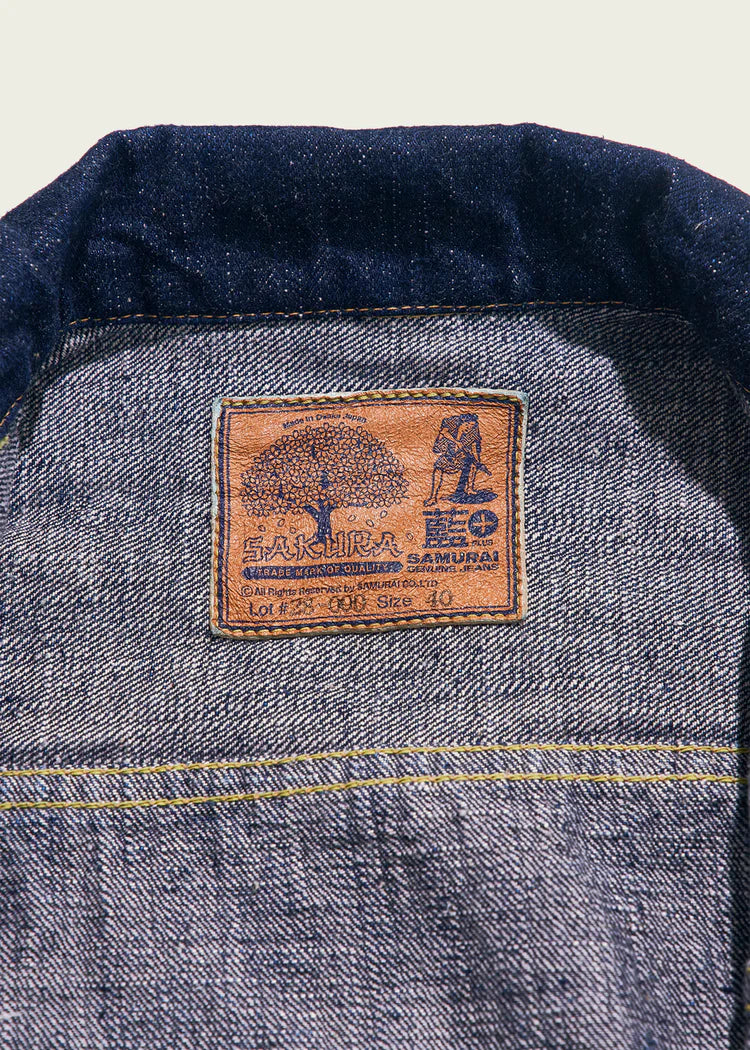 S101AX-Sakura 18oz Indigo + Cherry Blossom Denim Jacket