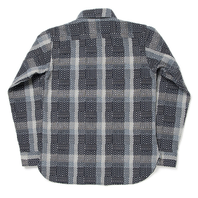 5666 BK "Noragi Sashiko" Long Sleeve Work Shirt Black
