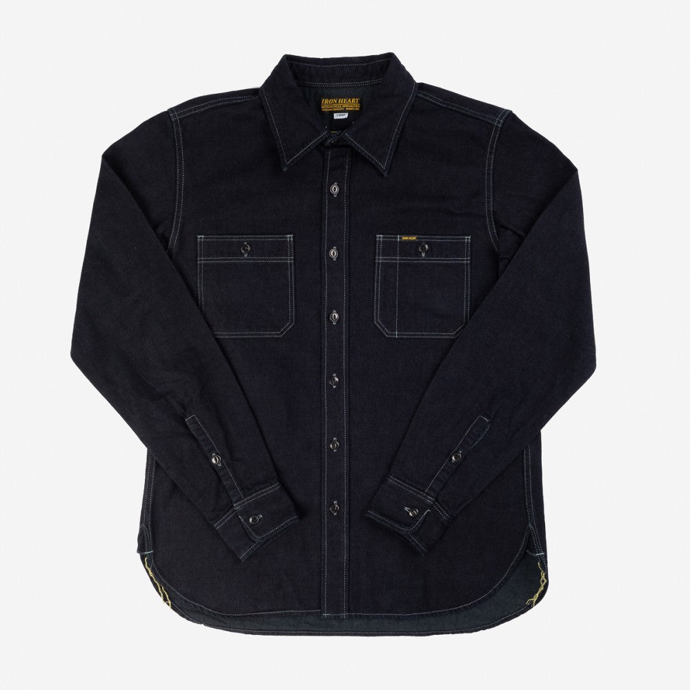 IHSH-323-OD 10oz Selvedge Denim Work Shirt Indigo Overdyed Black