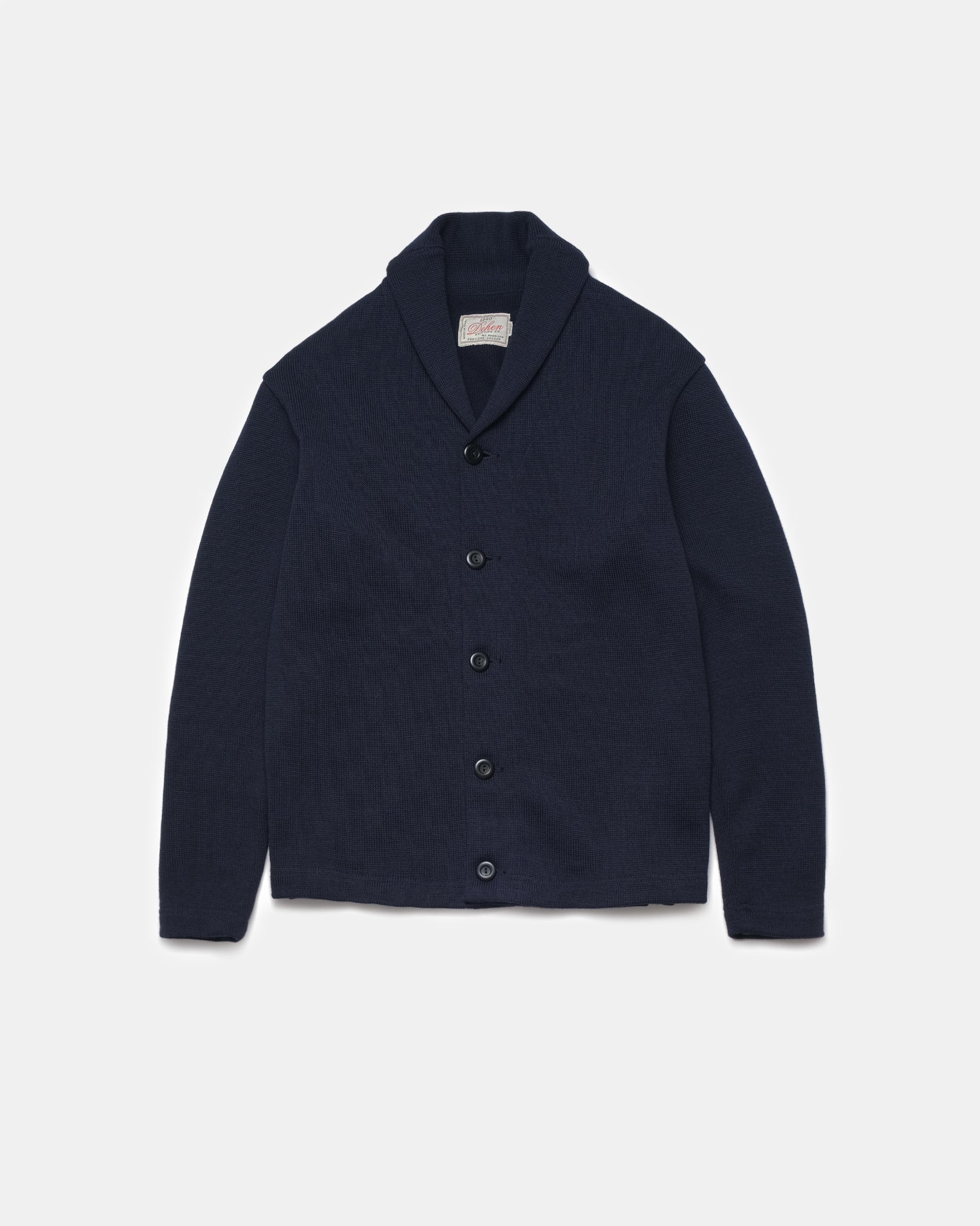 Oxford Shawl Sweater Dark Navy Wool