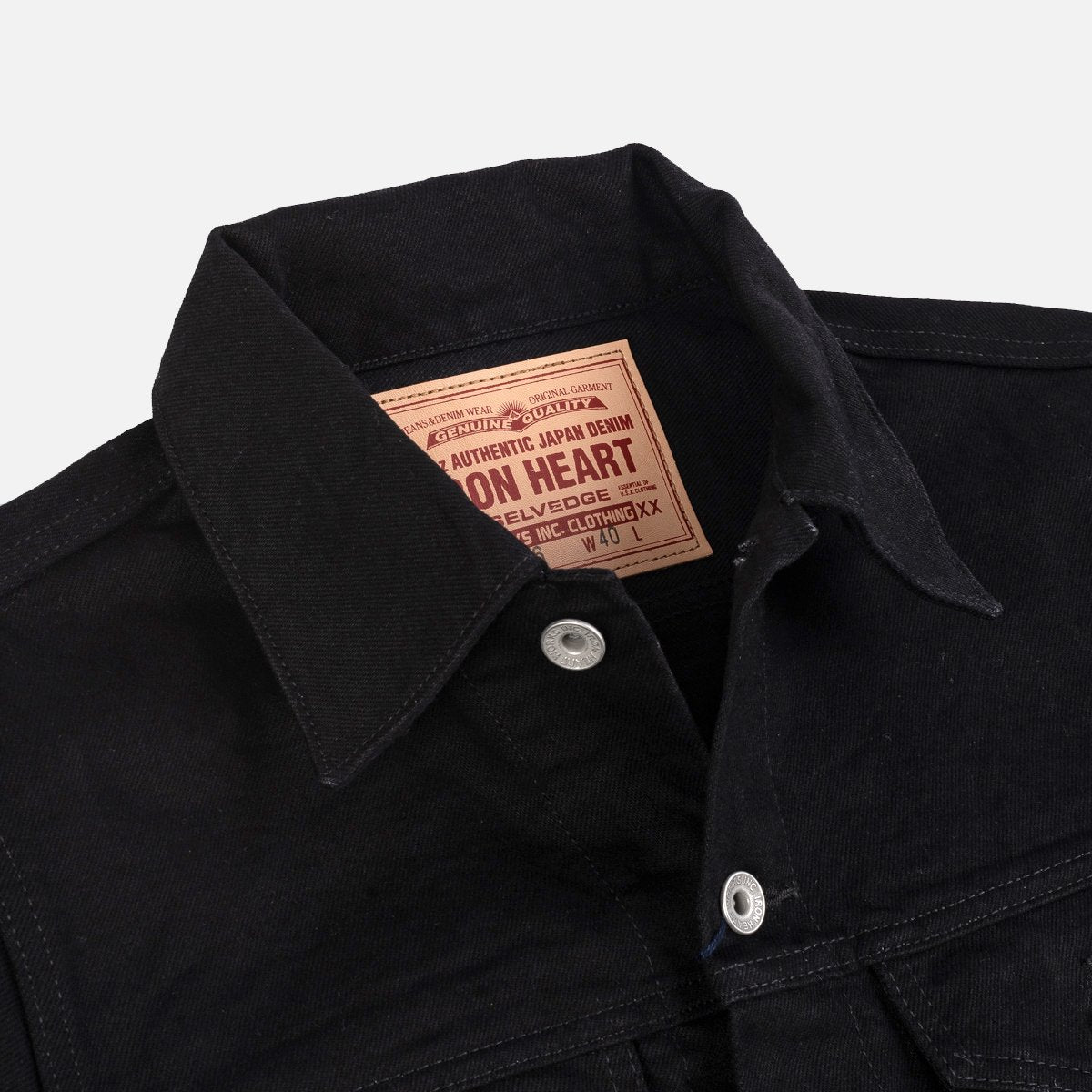 IHJ-86-BLK 14oz Selvedge Denim Modified Type III Jacket Black/Black