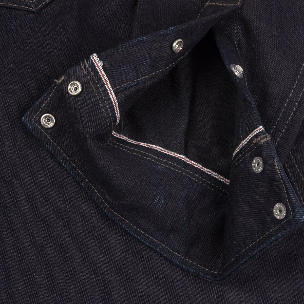 IHSH-295-IB 14oz Selvedge Denim Western Shirt Indigo /Black