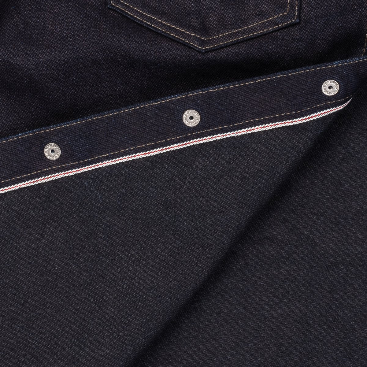 IHSH-295-IB 14oz Selvedge Denim Western Shirt Indigo /Black