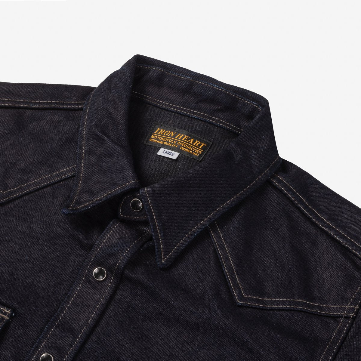 IHSH-295-IB 14oz Selvedge Denim Western Shirt Indigo /Black