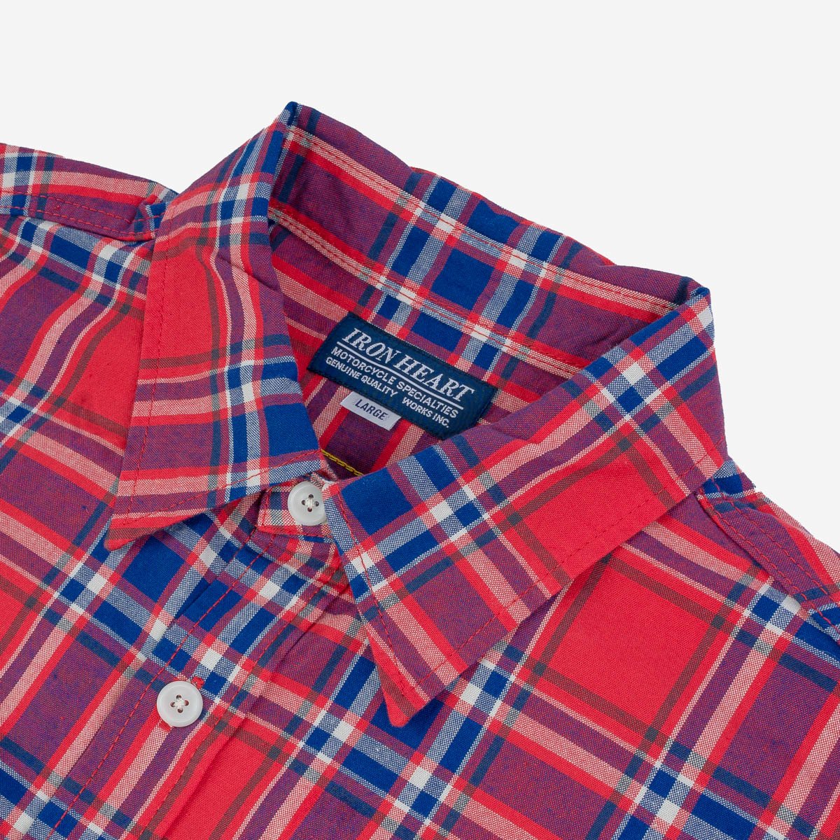 IHSH-356-Red 5oz Selvedge Madras Check Work Shirt Red