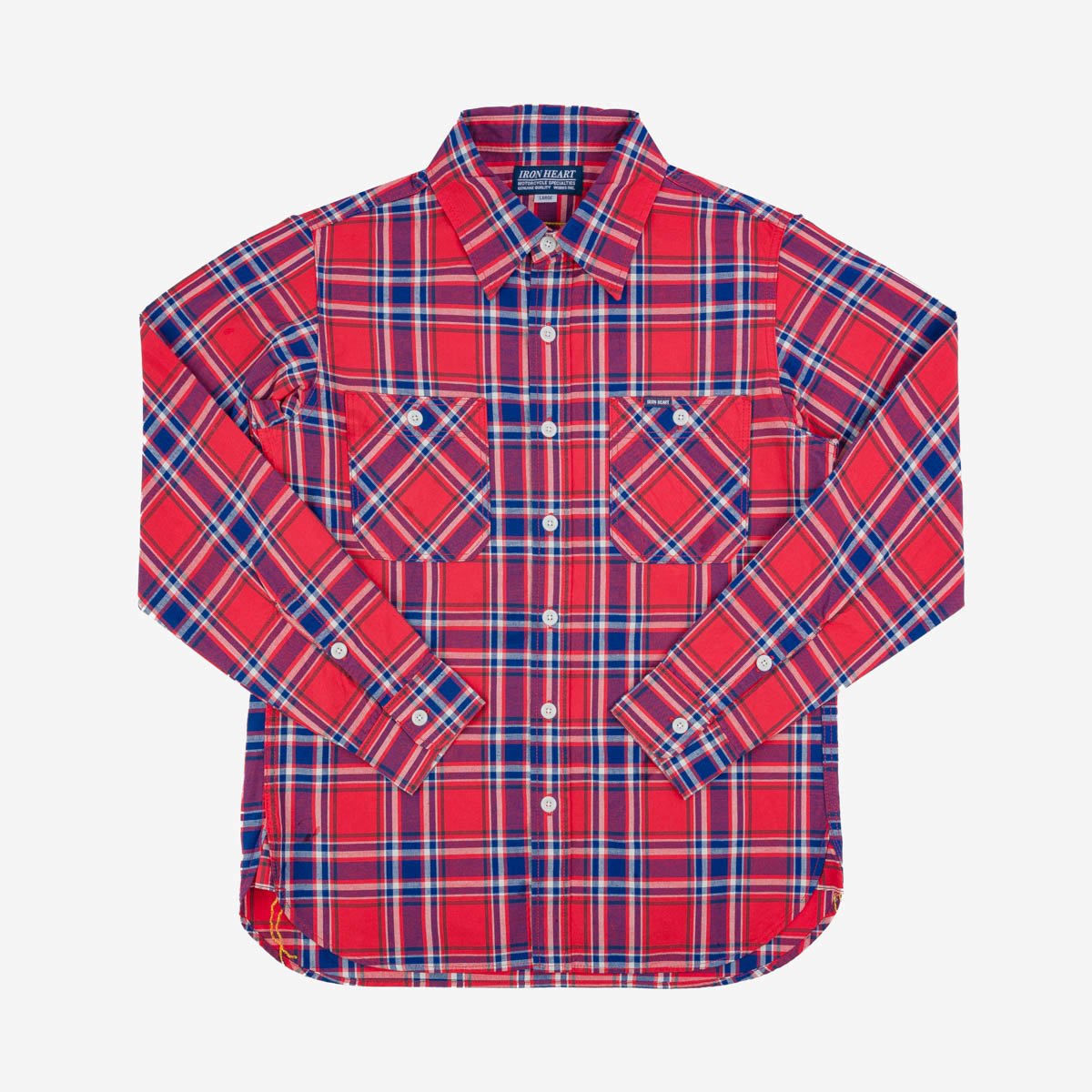 IHSH-356-Red 5oz Selvedge Madras Check Work Shirt Red
