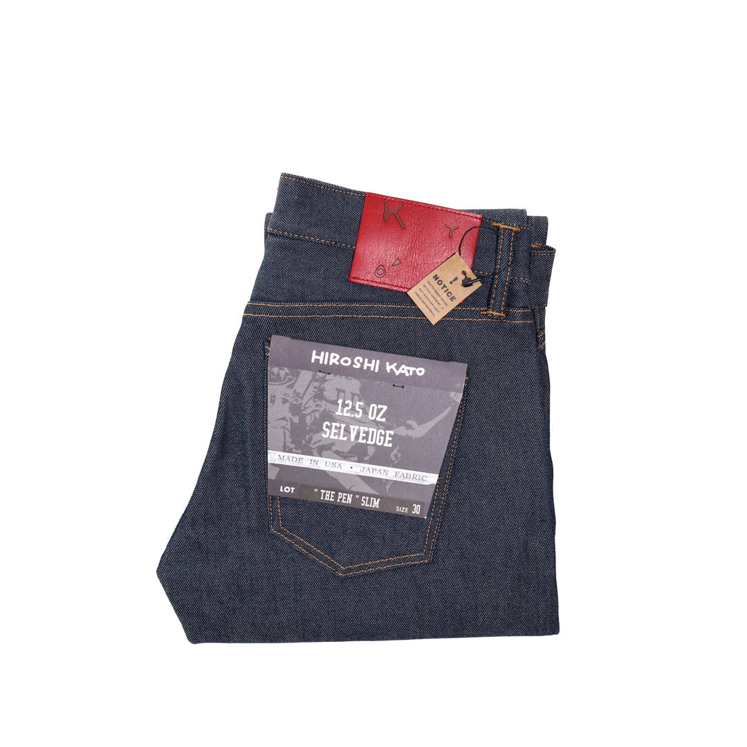 The Pen Slim 12.5oz Natural Slub Indigo Raw