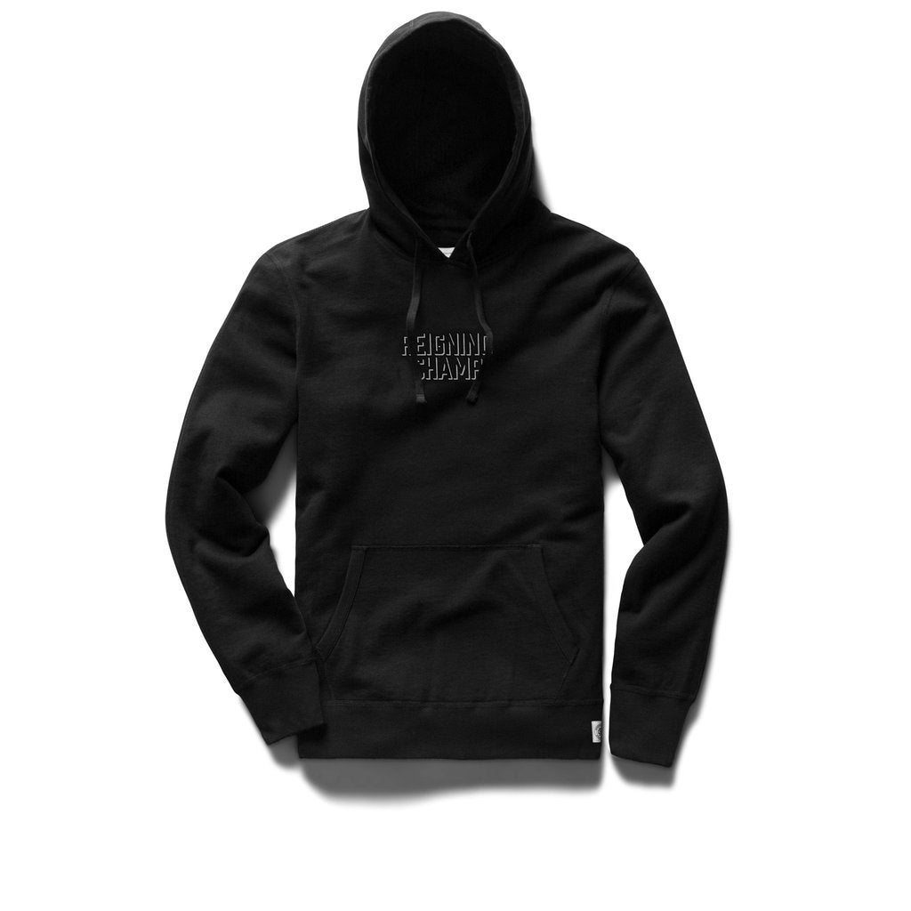 Midweight Terry Drop Shadow Relaxed Pullover Hoodie Black
