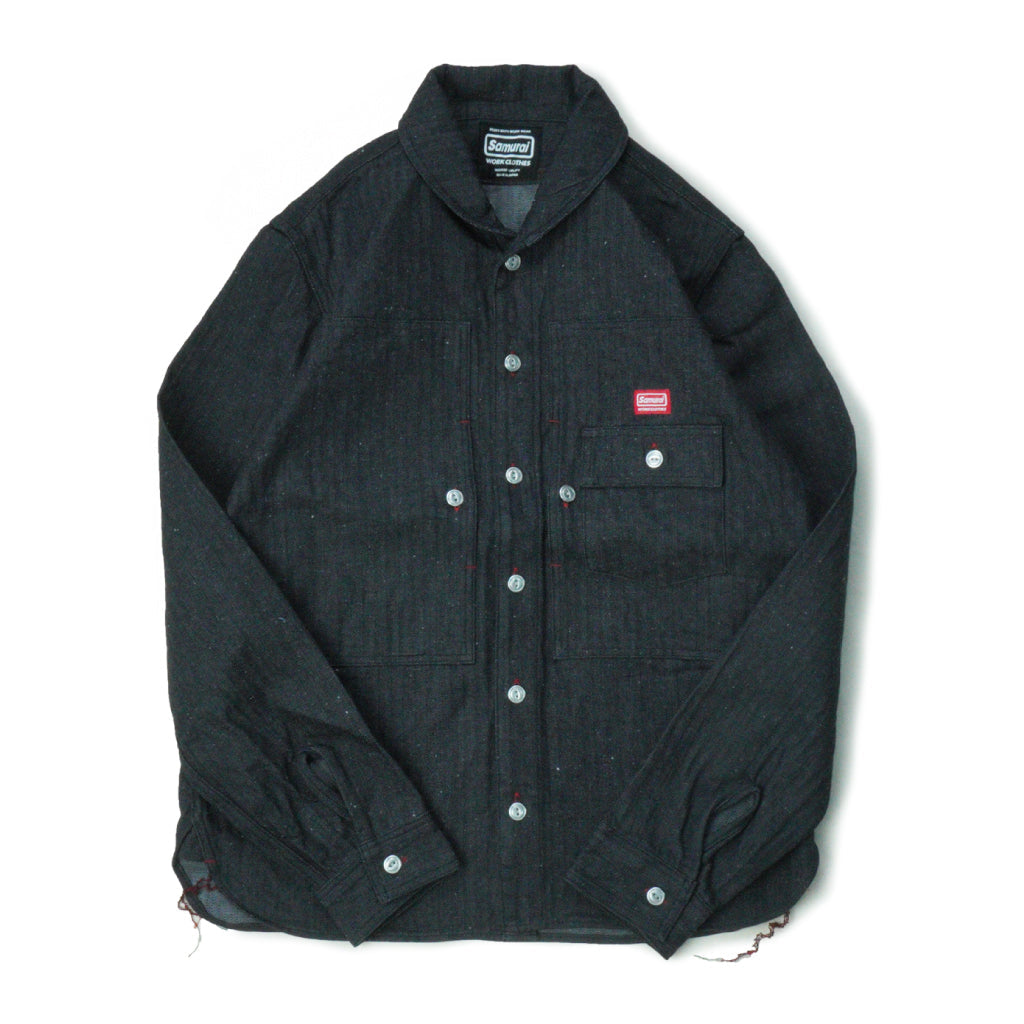 SWCPS22 Herringbone Loofah Shirt Black