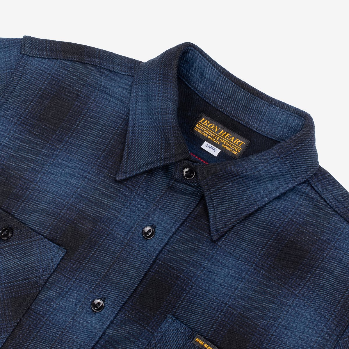 IHSH-265-NAV Ultra Heavy Flannel Ombre Check Work Shirt