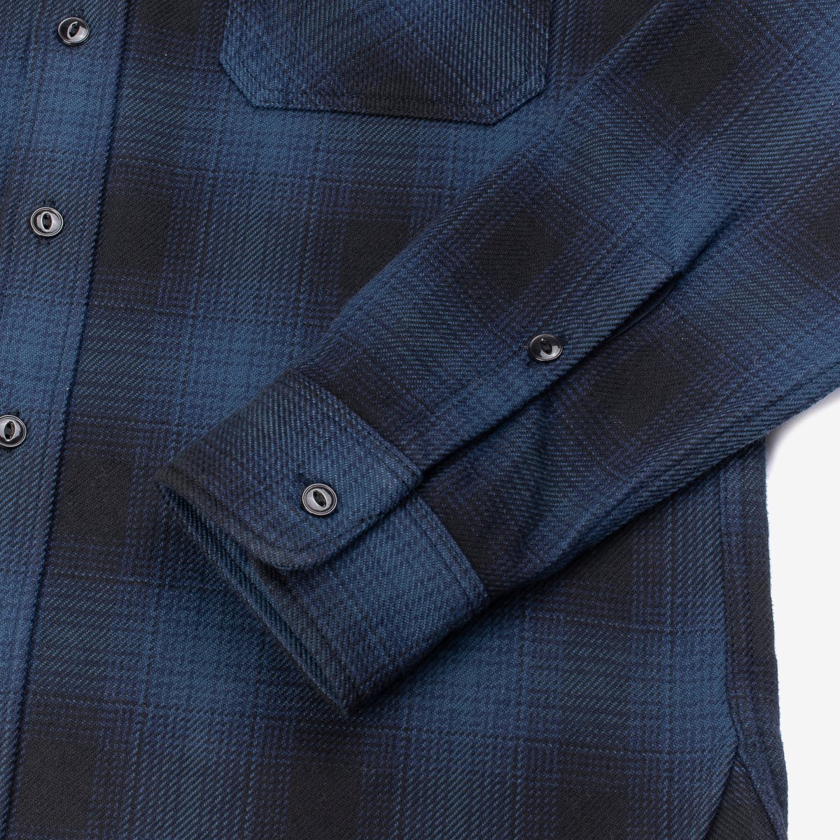 IHSH-265-NAV Ultra Heavy Flannel Ombre Check Work Shirt