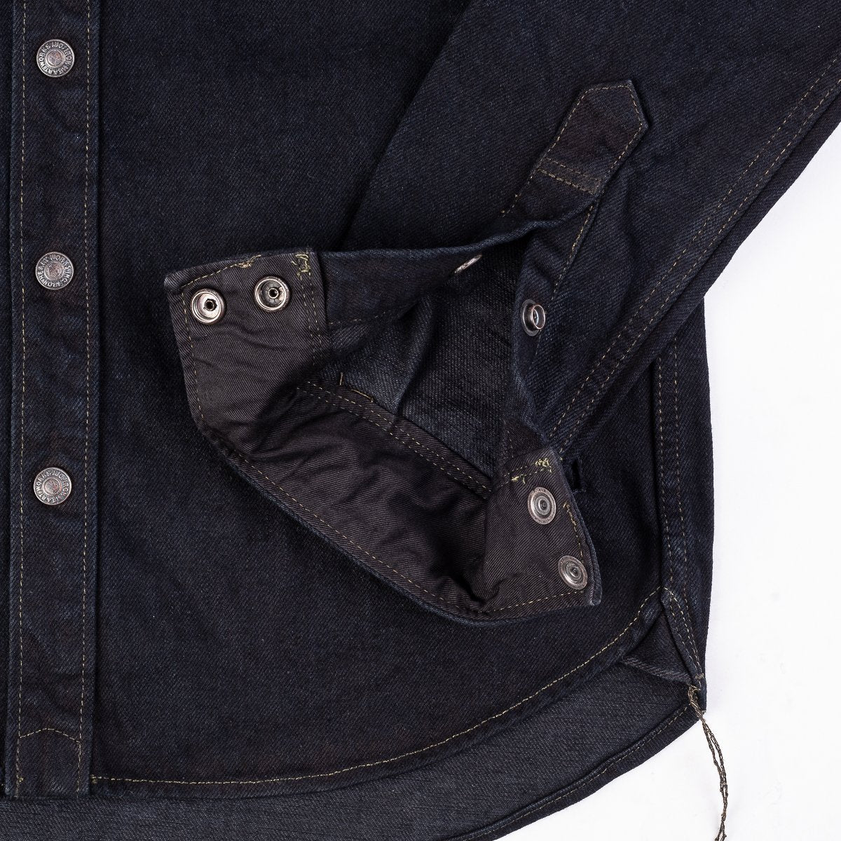 IHSH-293-OD 18oz Vintage Selvedge Denim CPO Shirt Indigo Overdyed Black