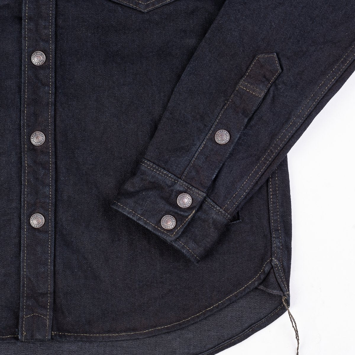 IHSH-293-OD 18oz Vintage Selvedge Denim CPO Shirt Indigo Overdyed Black