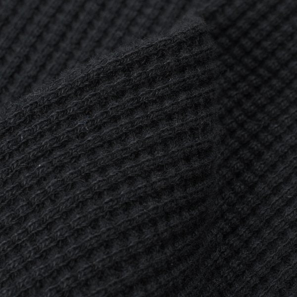 IHTL-1213-BLK Waffle Knit Long Sleeve Thermal Henley Black