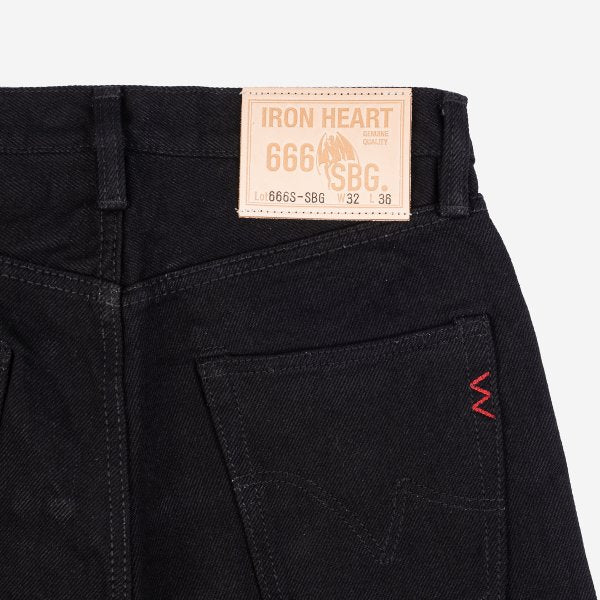 IH-666S-SBG 21oz Selvedge Denim Slim Straight Superblack Fade to Grey